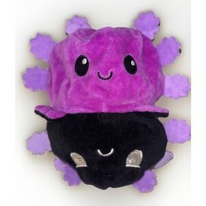 TeeTurtle Purple/Black‎ Axolotl Plush Reversible Stuffed Animal NWT